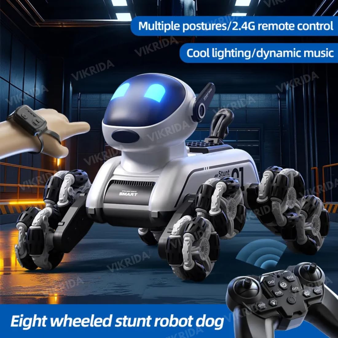 VikriDa Eight-Wheel Mechanical Robot Dog for Kids