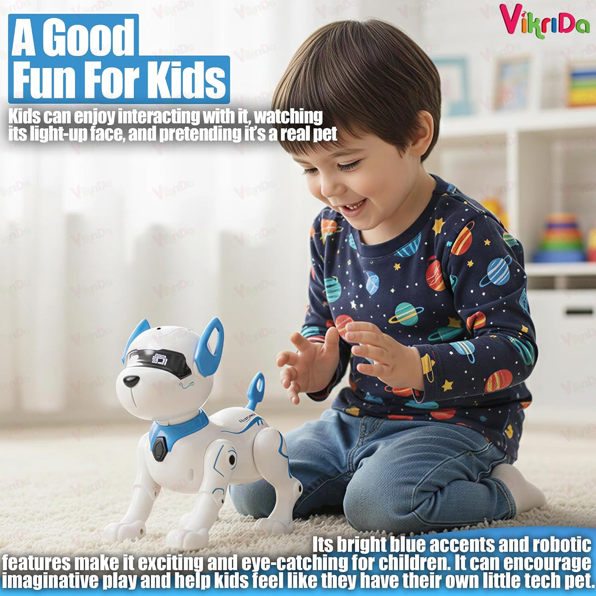 VikriDa Stunt Dance RC Robot Dog for Kids
