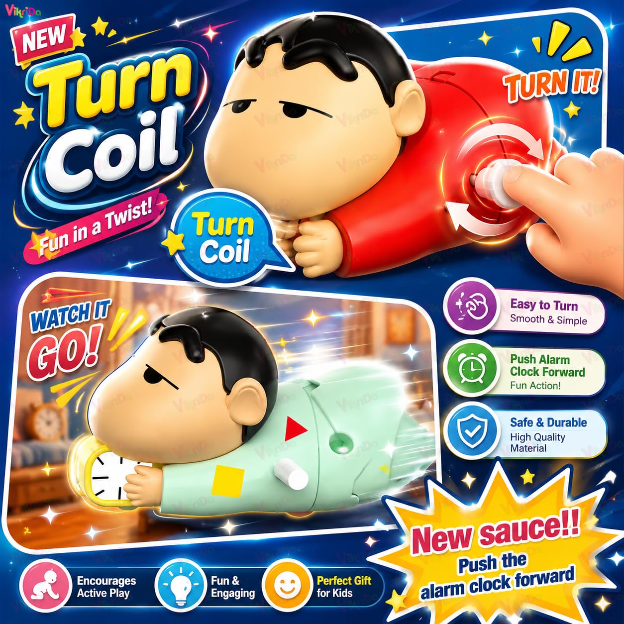 VikriDA Wind-Up Crawling Shinchan Cartoon Toy for Kids