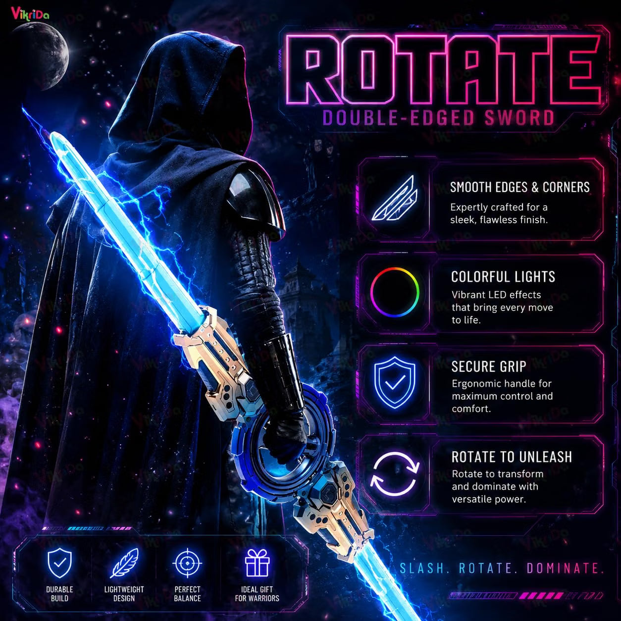 VikriDa Retractable Double Blade LED Sword