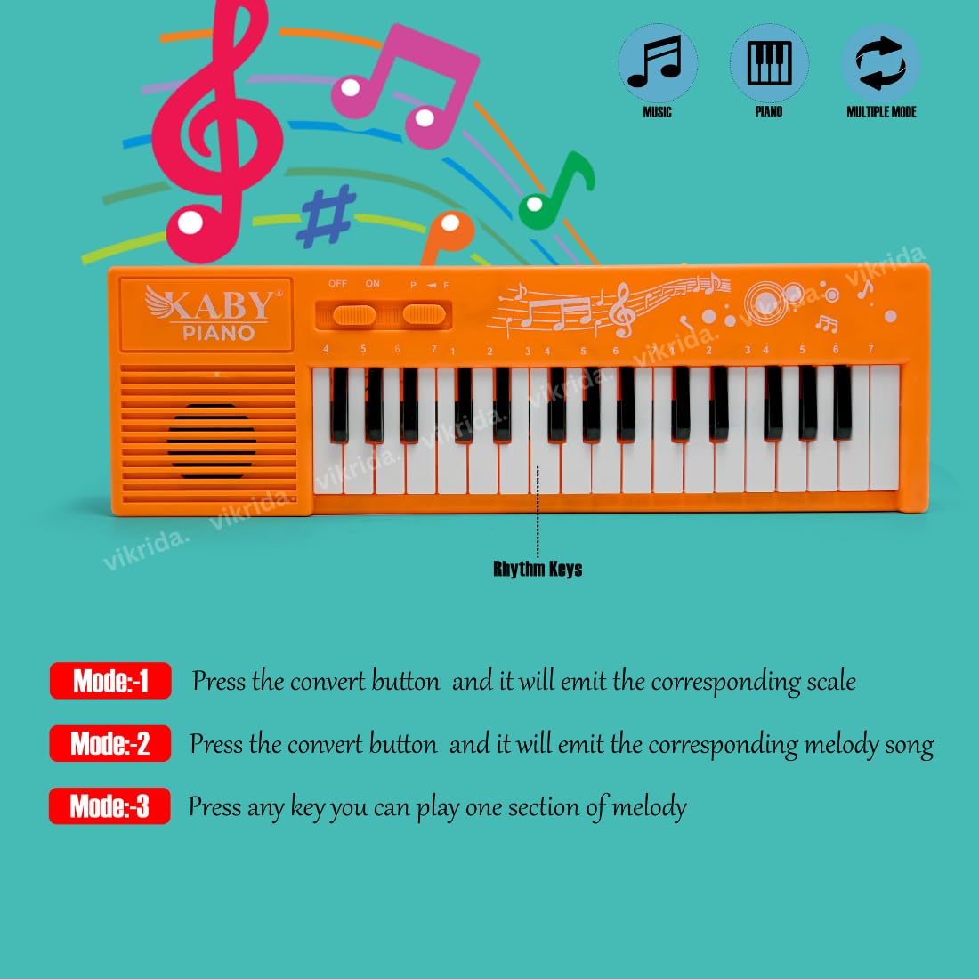 VikriDA Multi-Function Portable Electronic 32 Keys & 32 Melody Sound Keyboard Piano Musical Toys for Babies and Kids | Single piece Random color