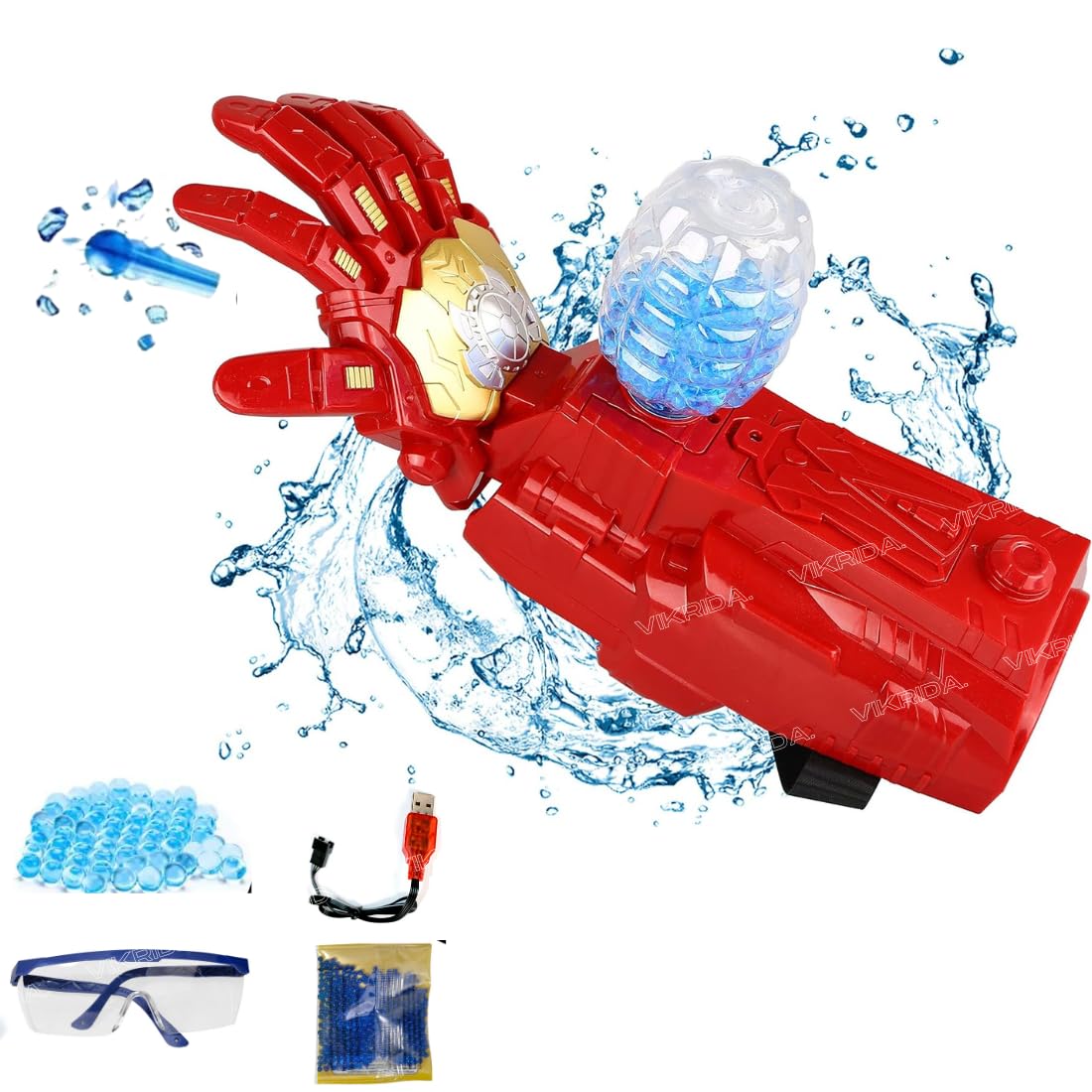 VikriDA Gel Blaster Gun, Electric Mechanical Arm Gel Shooter with water beads & Goggles, Upgraded Gel Ball Blasters Backyard Gift for Adults Boys