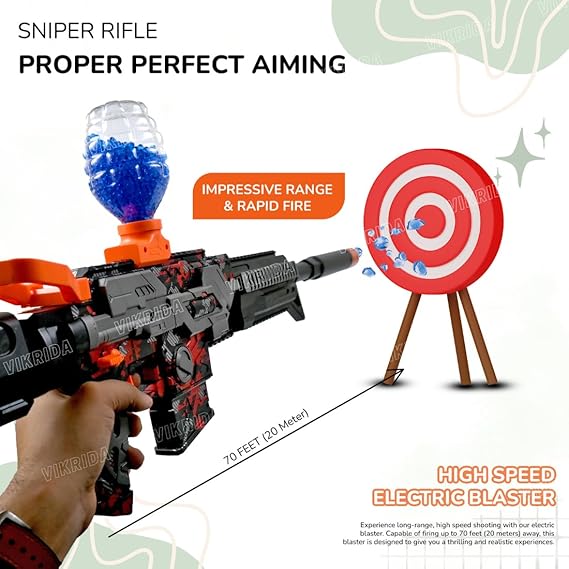 VikriDA Big Size Automatic & Manual (Dual Mode) DIY Assemble M416 with Stand Small Balls Blaster Gun with 10000 Small Balls, Battery Gun with Automatic Fast Fire Rate for Adults