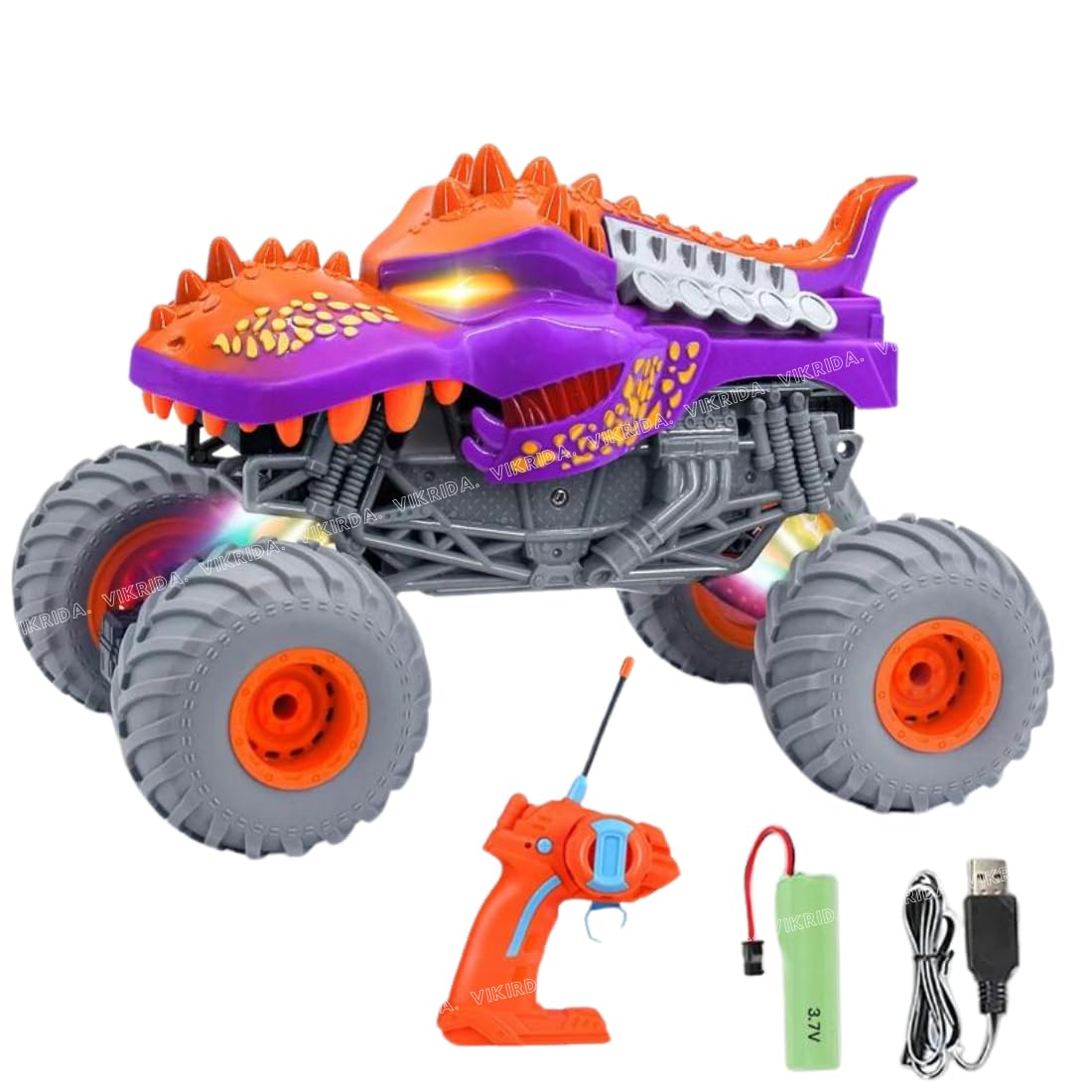 VikriDA 2.4GHz Remote Control Shark Trucks Toys for Kids with Light,