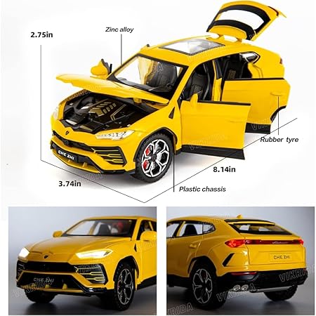 VikriDa 1:24 Lambo Urus Diecast Car Yellow