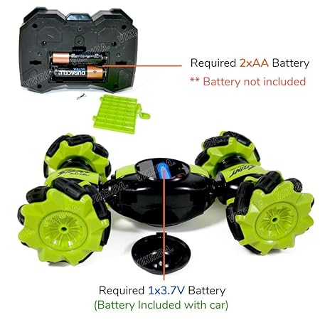 VikriDA Rc Stunt Car Double Sided Rotating Off Road 4Wd 2.4Ghz Twisting Vehicle with Light Mini Deformation Toy Cars for Kids (Green)