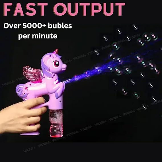 VikriDA Bubble Gun Machine for Kids Toddlers | 5000+ Bubbles Per Minute | Leak-Proof, Automatic Space Bubble Blower with Led Light- RANDOM COLOR