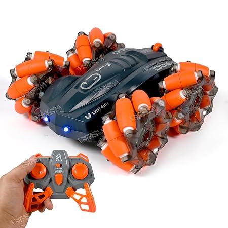 Vikrida 2.4GHz Remote Control Extreme Drift Stunt Car for Kids | 360 Degree Limit Drift Car, Left & Right Rotation - Orange