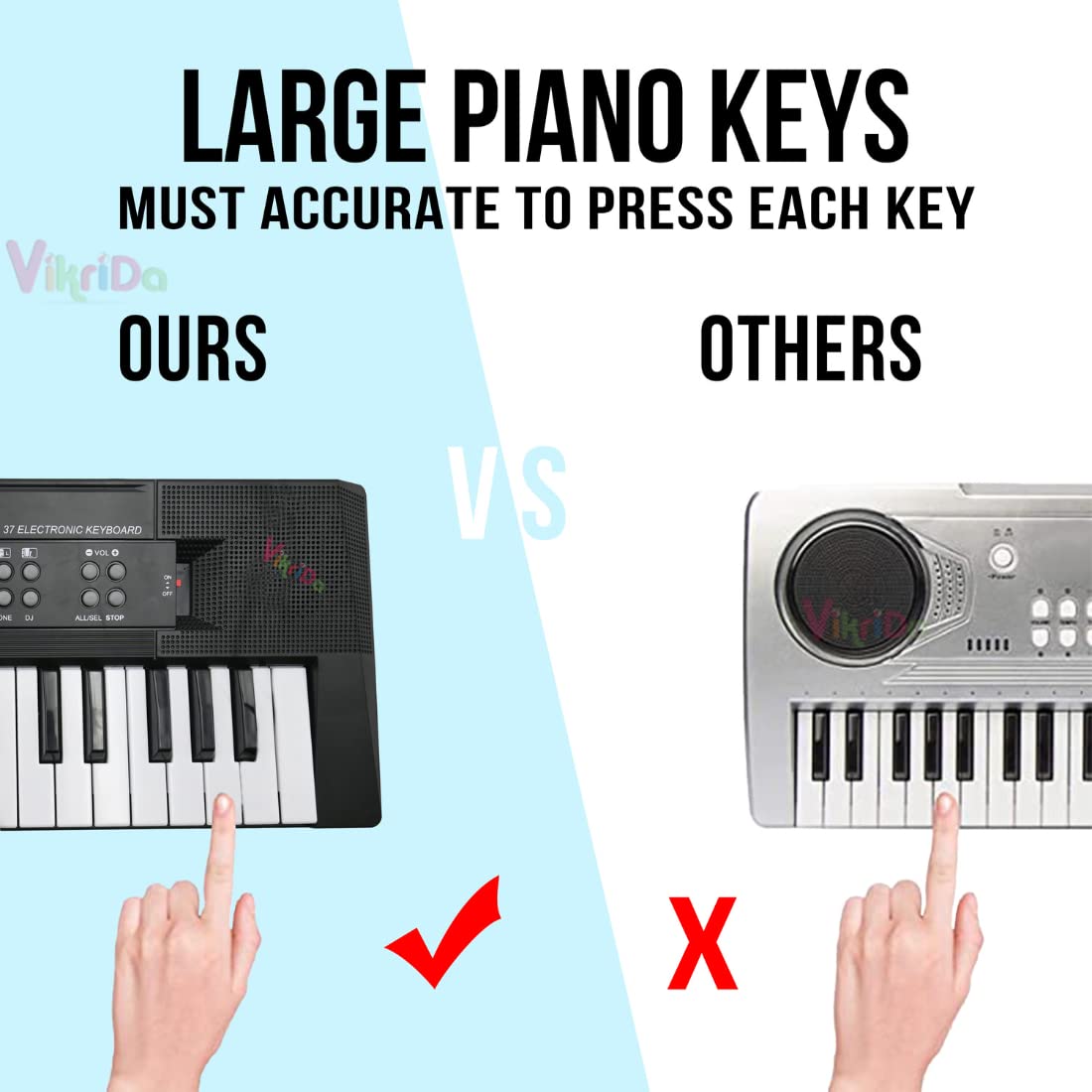 Vikrida Kids Keyboard Piano, 37 Keys Piano Keyboard for Kids Musical Instrument Gift Toys for Over 3 Year Old Children with Mic