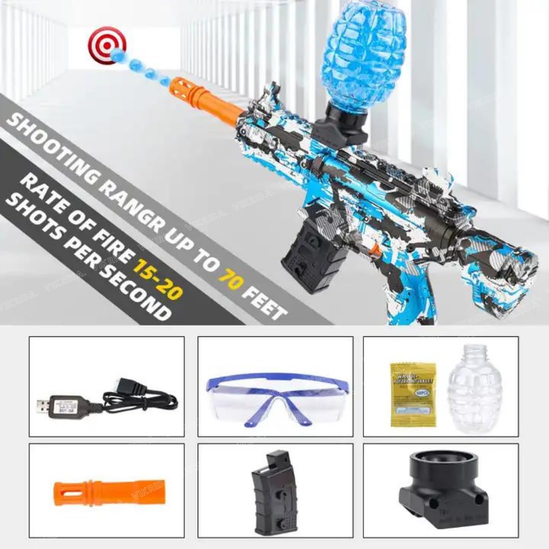VikriDA Gel Ball Blaster Gun & Foam Blaster for Outdoor Activities Shooting Time with Gel Ball for Adult Original Airsoft Gun Automatic