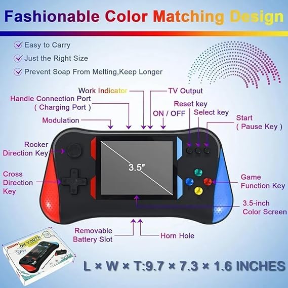 VikriDA Video Games for Kids 500 in 1 Joystick Controller Gamepad Video Game| Wireless Controller TV Attachable Video Player - Black
