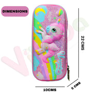VikriDa Unicorn Pink Hardtop Compartment Pencil Case