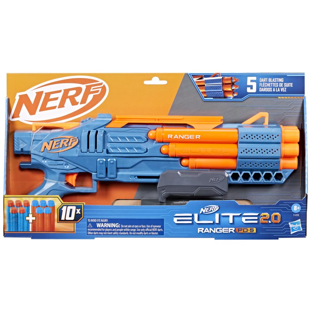 Nerf Elite 2.0 Ranger PD-5 Blaster, 10 Nerf Elite Darts, 5