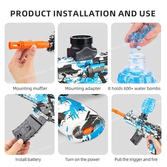 VikriDA Gel Ball Blaster Gun & Foam Blaster for Outdoor Activities Shooting Time with Gel Ball for Adult Original Airsoft Gun Automatic