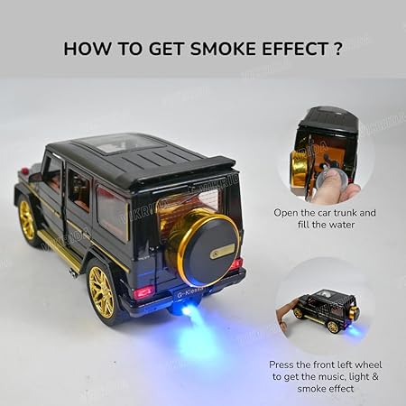 VikriDA Big Size Exquisite car Model 1/24 Benz G63 AMG Model Car, Zinc Alloy Pull Back Toy car with Smoke,Sound and Light for Kids Boy Girl Gift (Black)