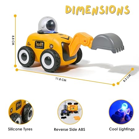 VikriDA Remote Control Excavator, Rc Construction Tractor With Lights | Birthday Gifts For Kids -Excavator Truck,Yellow