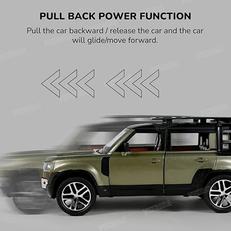 VikriDA Big Size 1:24 Scale Diecast Model Car - Land Rover Defender 110 - Pullback Vehicle Toy Collection for Kids, Grey