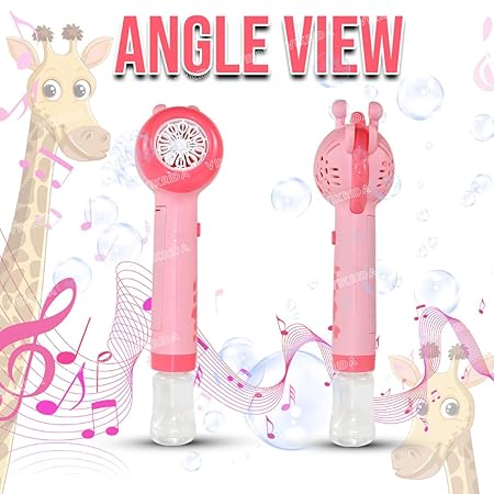 VikriDA Giraffe Bubble Machine Gun, Bubbles Wands Maker for Toddlers with Bubble Solution 4 AA Battery Party Favors - Pink