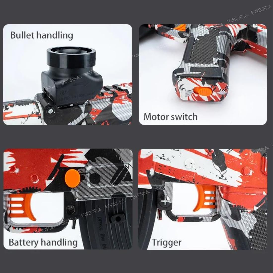 VikriDA Electric Gel Blaster Gun Splatter Ball Blaster with Water Beads for Activities Team for Adult Boys- Multicolour