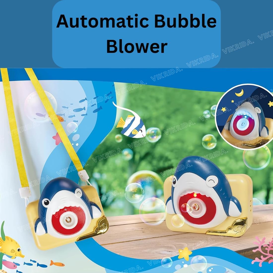 VikriDa Kids Shark Camera Bubble Machine