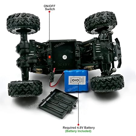 VikriDA Remote Control Racing Car Rock Crawler 4 Wheel Drive Metal Alloy Body Rock Climber High Speed Monster Racing Car- Black Color
