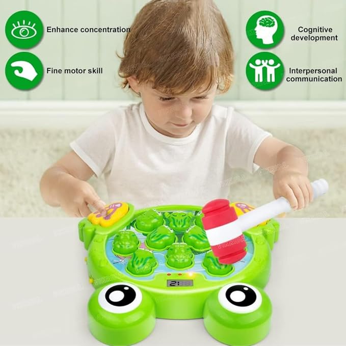 VikriDA Toys for 2 3 4 5 Year Old Boy,Toddler Toys Age 2-4, Frog Game,with 2 Modes,38 Levels, Music and Light-up, Baby Toy Gifts for Early Learning, Birthday Gift for Toddler Boy Toys