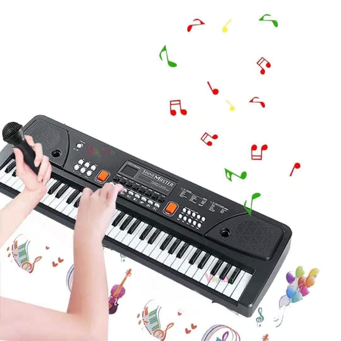 VikriDa Portable Electronic Keyboard Piano - 61 Keys Piano Keyboard for Beginner & Professional, with LCD Display & Microphone Multifunctional Digital Piano for Kids & Adults