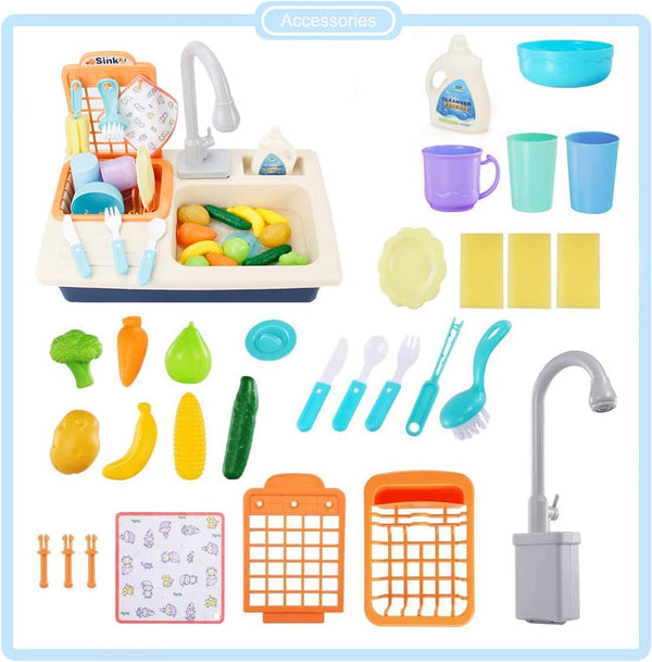 VikriDa Play Sink Electric Dishwasher Toy Set