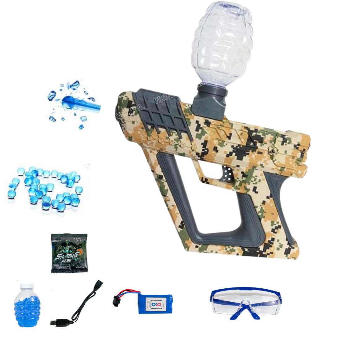 VikriDA Gel Ball Blaster Gun & Foam Blaster Gun for Outdoor Activities Shooting Time with 4000 Gel Ball for Adult Original Airsoft Gun Automatic