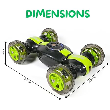 VikriDA 4WD 2.4GHz Remote Control Gesture Sensor Toy, Double Sided Rotation, Off Road Vehicle with Lights for Kids - Green