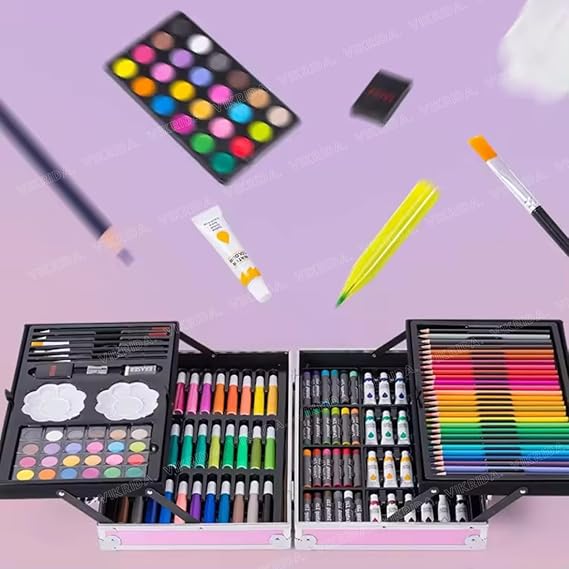 VikriDA Pencils and Painting Color set for Beginners & Pro Artists Drawing Art, Sketching and Colouring, 145 Pcs Pink