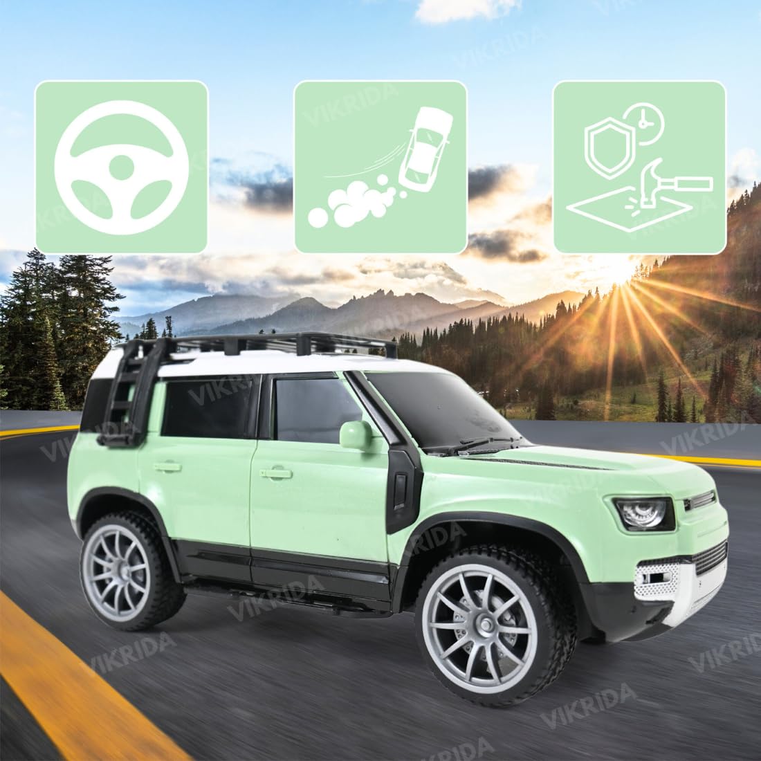 VikriDa RC Smoke Defender Off-Road Car for Kids