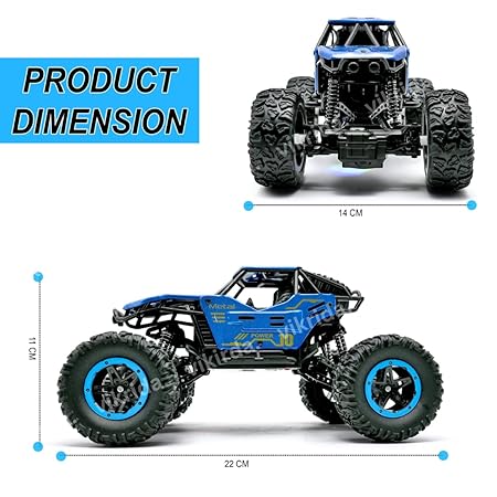 VikriDA Remote Control Car for Kids, Monster Truck Rock Crawler Climbing RC Toy Vehicle Car for Boys and Girls- Blue