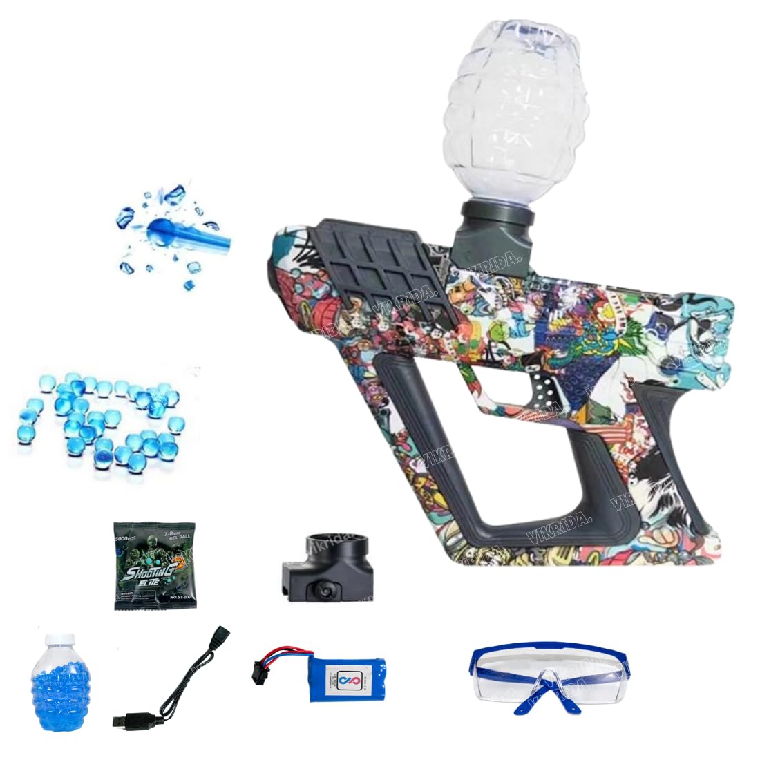 VikriDA Gel Ball Blaster Gun & Foam Blaster Gun for Outdoor Activities Shooting Time with 4000 Gel Ball for Adult Original Airsoft Gun Automatic