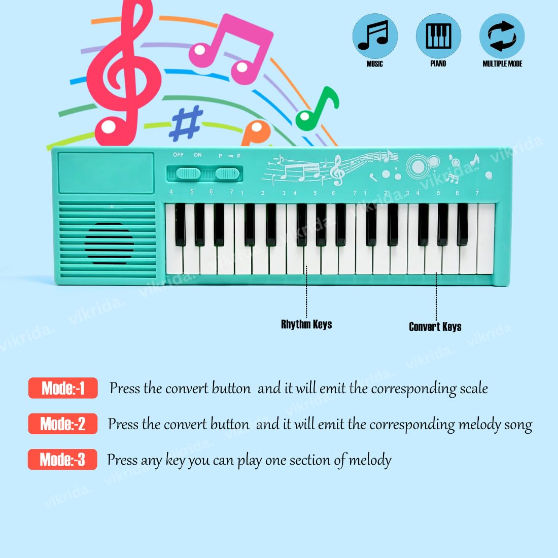 VikriDA Multi-Function Portable Electronic 32 Keys & 32 Melody Sound Keyboard Piano Musical Toys for Babies and Kids | Single piece Random color