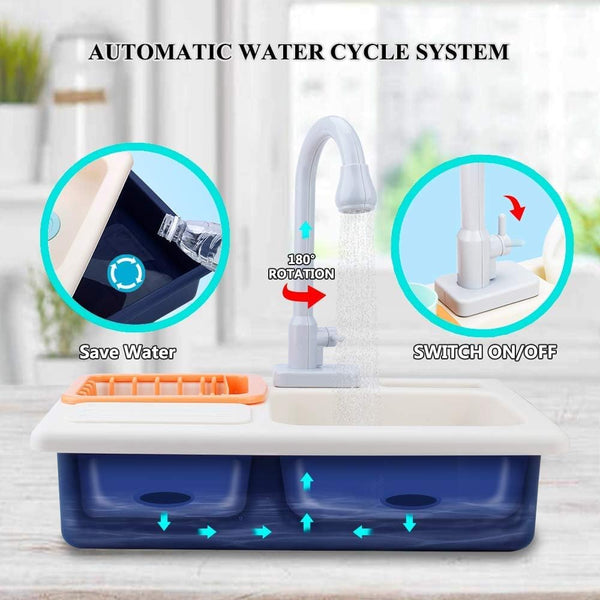 VikriDa Play Sink Electric Dishwasher Toy Set