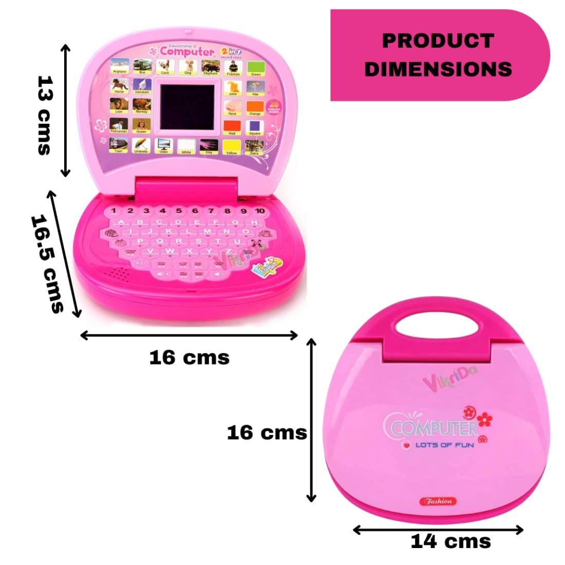 Vikrida Combo of 49 Key Piano Keyboard Toy with Mini Screen Laptop, DC Power Option, Recording and Mic with Learning English for Kids