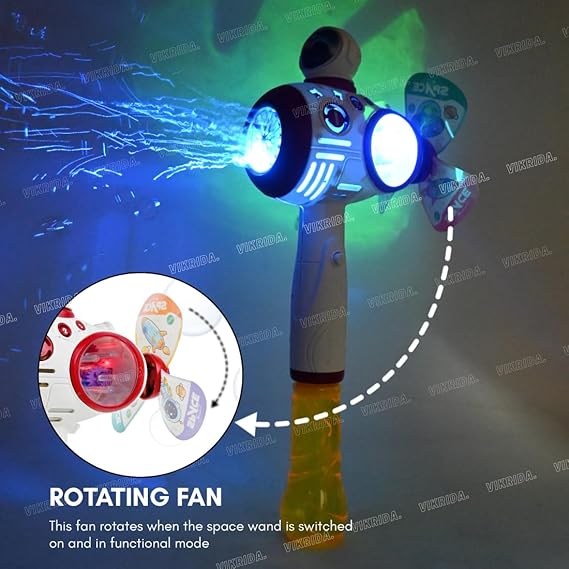 VikriDa Space Bubble Wand with Fan Automatic Powerful Bubble Blower for Kids | for Indoor, Outdoor, Birthday, Wedding, Party, Park Garden Backyard Play (Bubble Solution Included)