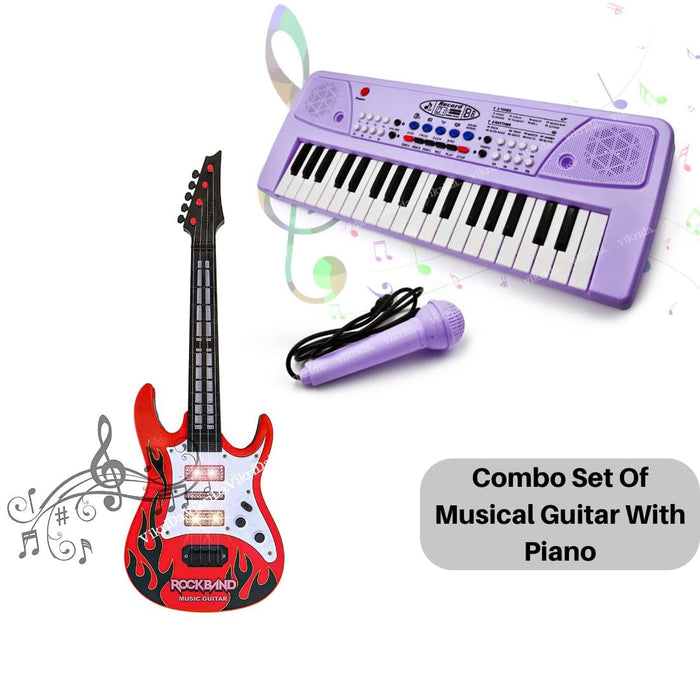 VikriDa 37 Key Pink Piano Keyboard Guitar Set