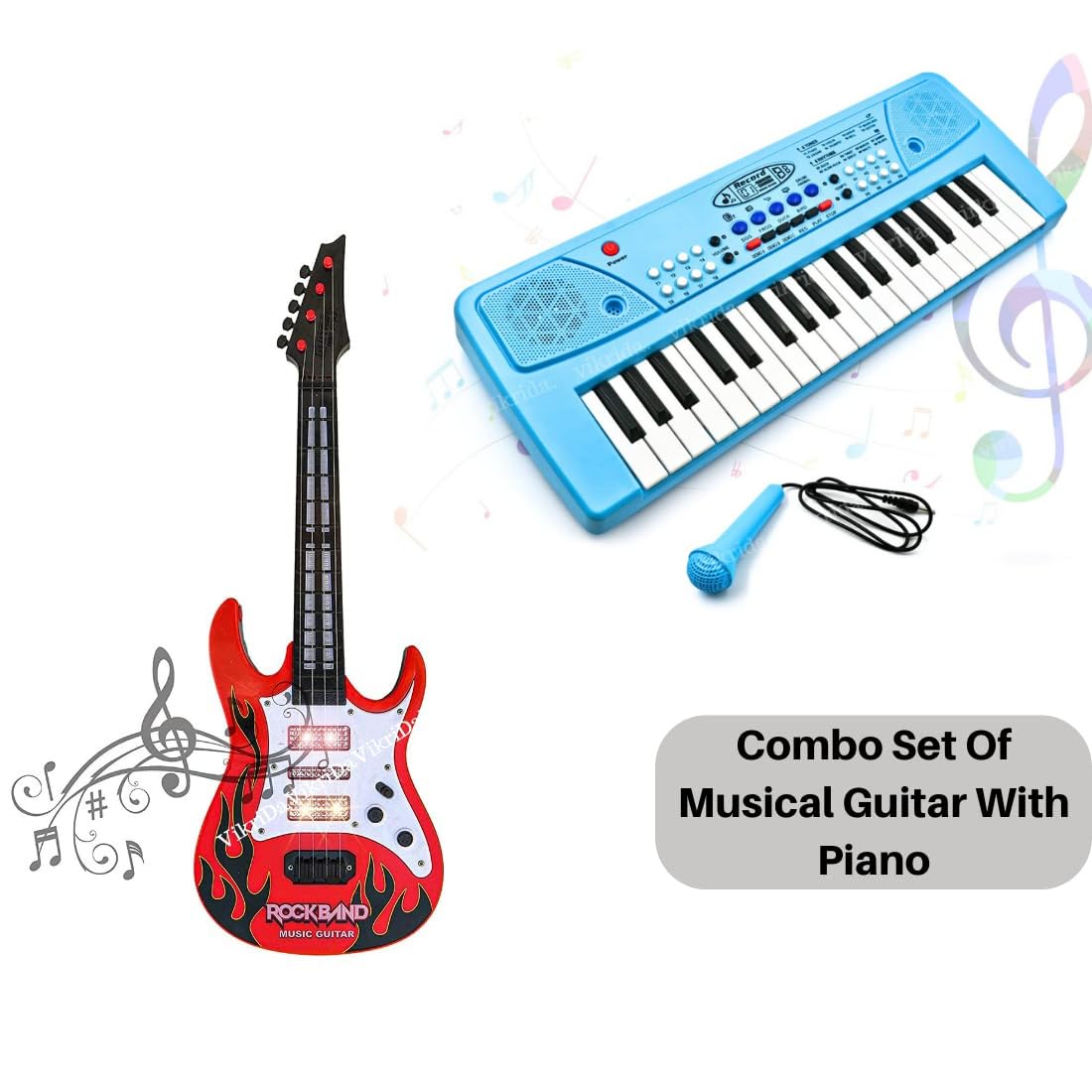 VikriDA Kids Keyboard Piano, 37 Keys Piano Keyboard with Musical Guitar for Kids