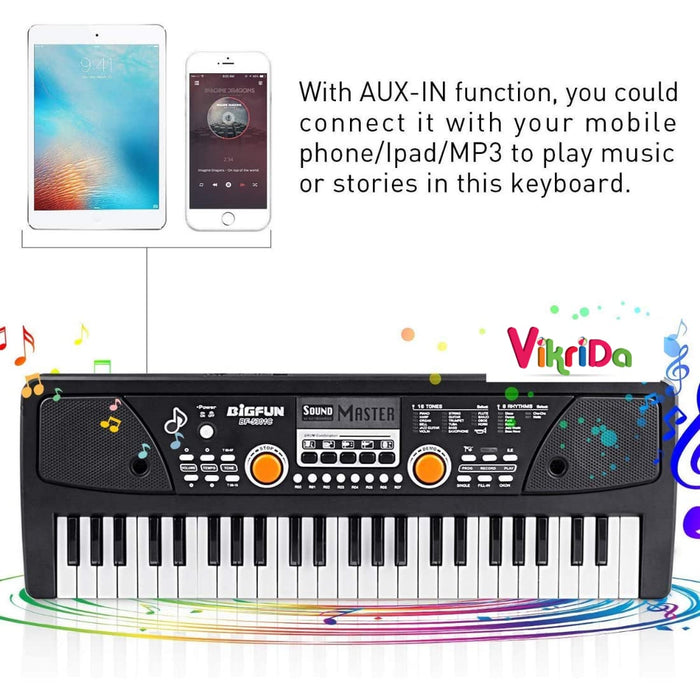 VikriDa 49-Key Piano Keyboard with Microphone