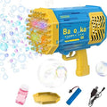 Vikrida 69 Hole Automatic Bazooka Bubble Gun for Kids with Colorful Lights & Colourful Bubble - Yellow