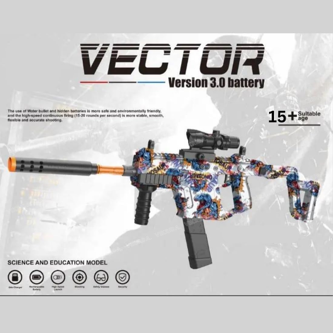 VikriDA Gel Blaster Velocity Gun Airsoft Gun Automatic Foam Blaster Water Gun for Outdoor Activities Shooting Time with gel bullets for Original Eco Water Ball Gun