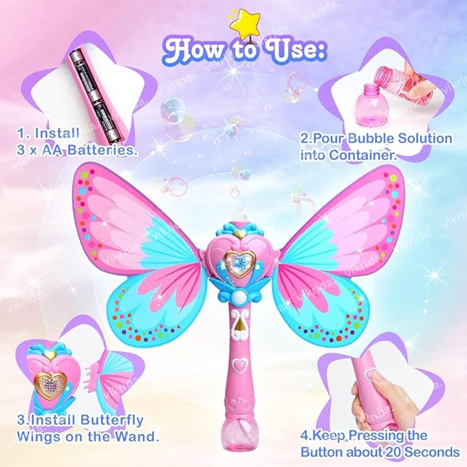 VikriDA Magic Butterfly Bubble Wand