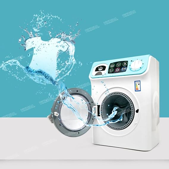 VikriDA Washer and Dryer Playset for Kids, Pretend Play Kids Washing Machine with Realistic Action, Washing Machine Toy