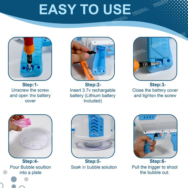 VikriDa 100-Hole Rocket Bubble Blaster Gun Blue