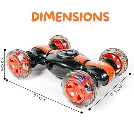 VikriDA 4WD 2.4GHz Remote Control Gesture Sensor Toy, Double Sided Rotation, Off Road Vehicle with Lights for Kids - Orange Color