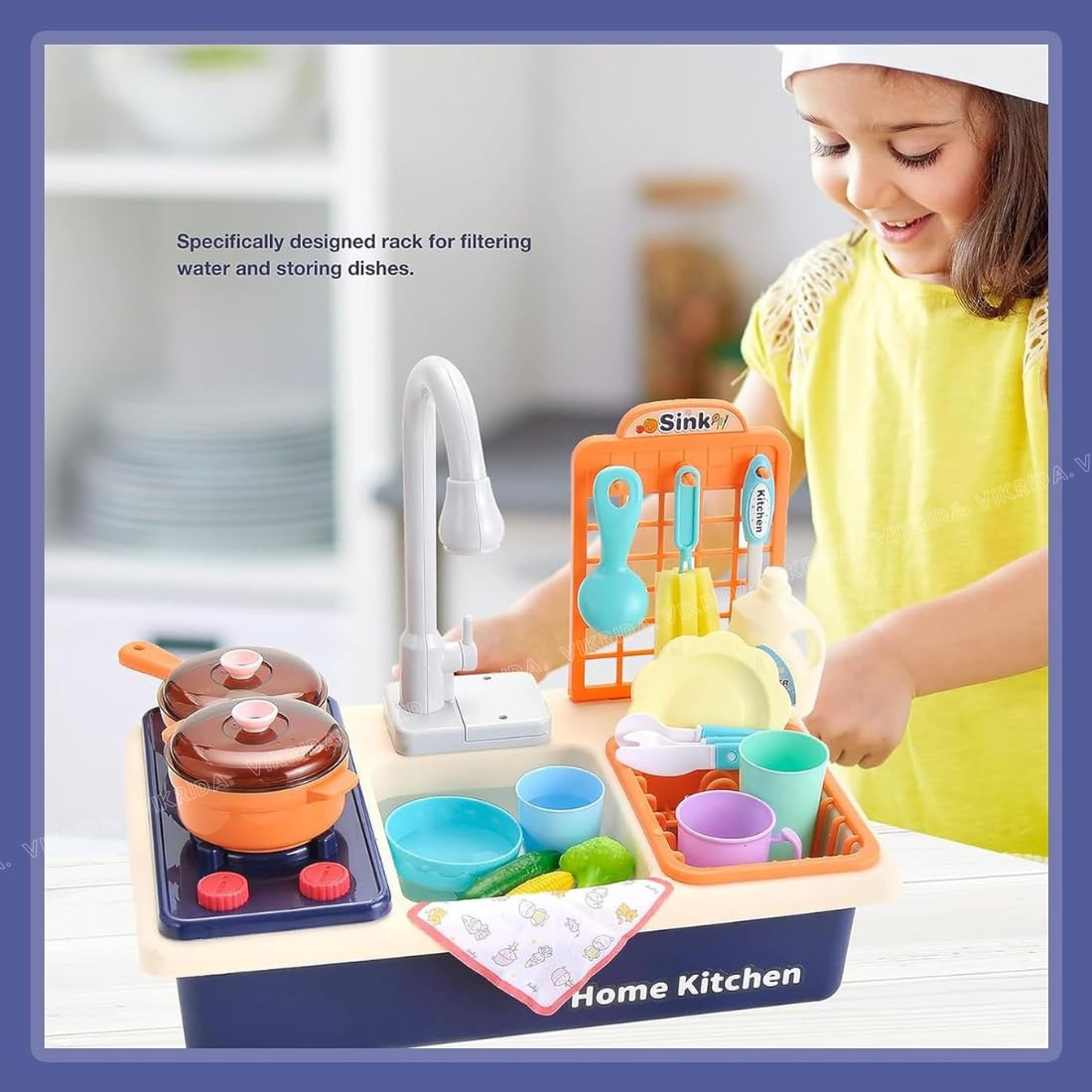 VikriDa Kitchen Sink Playset Running Water Toy