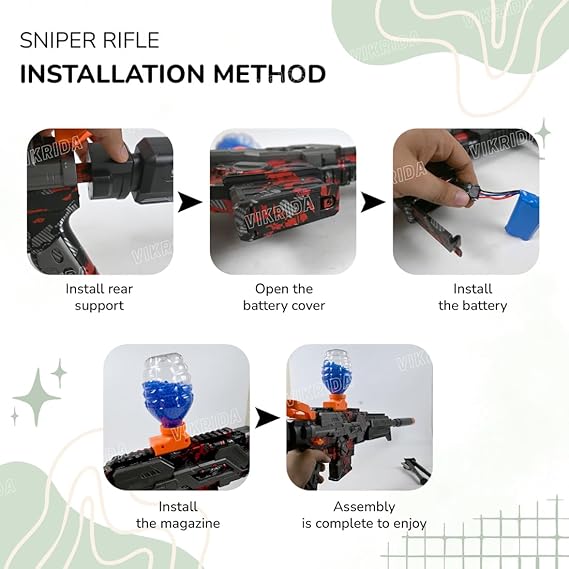 VikriDA Big Size Automatic & Manual (Dual Mode) DIY Assemble M416 with Stand Small Balls Blaster Gun with 10000 Small Balls, Battery Gun with Automatic Fast Fire Rate for Adults