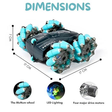 VikriDA 2.4GHz Remote Control Extreme Drift Stunt Car for Kids | 360 Degree Limit Drift Car, Left & Right Rotation - Blue